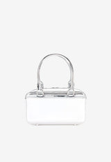 Self-Portrait Mini Crystal Bow Metallic Leather Handbag Silver RS25301SL_SILVER