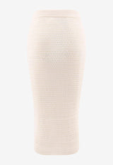 Self-Portrait Lurex Knit Midi Skirt Cream RS25910MSKC_CREAM