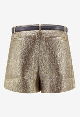 Self-Portrait Metallic Jacquard Mini Skort Gold RS25913PGD_GOLD