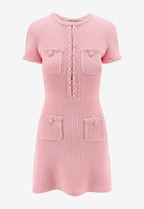 Self-Portrait Textured Knit Beaded Mini Dress Pink RS25087SAP_PINK