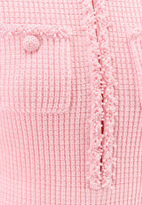 Self-Portrait Textured Knit Beaded Mini Dress Pink RS25087SAP_PINK