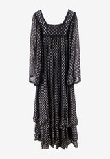 Chloé Lurex Dots Ruffled Silk Maxi Dress Black 25SRO50414_001