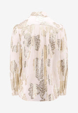 Chloé Lavallière Silk and Lurex Shirt Beige 25SHT02413_103