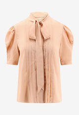 Chloé Lavallière Crepe De Chine Blouse Pink CH25SHT29125_285