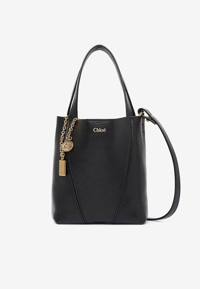 Chloé Spin Grained Leather Top Handle Bag Black CH25SS812N84_001