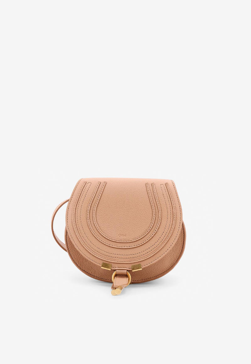 Chloé Small Marcie Grained Leather Crossbody Bag Beige C22AS680I31_26X