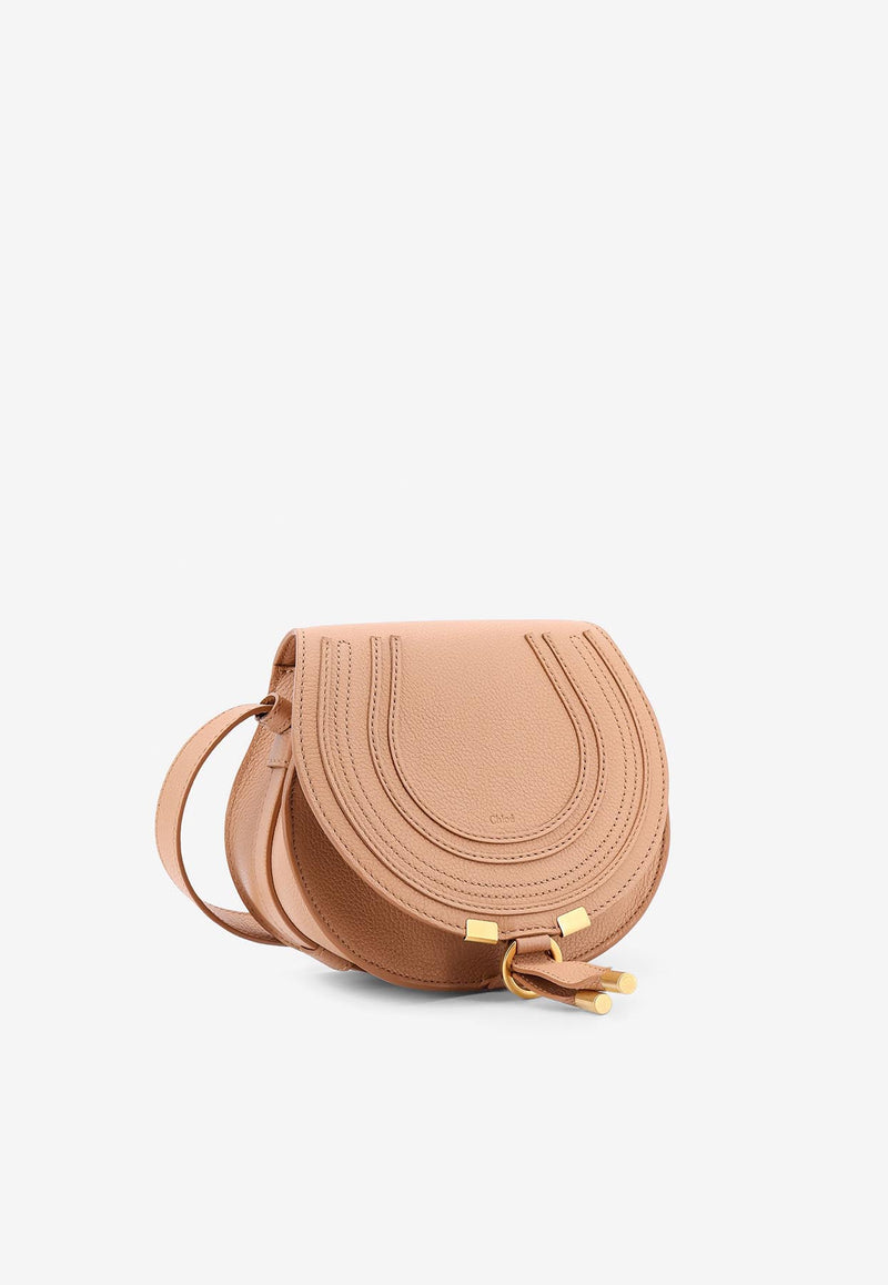 Chloé Small Marcie Grained Leather Crossbody Bag Beige C22AS680I31_26X