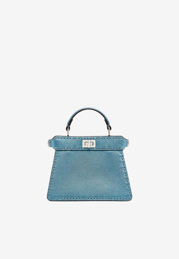 Fendi Petite Peekaboo Iseeu Leather Top Handle Bag Blue 8BN335AT0G_F0NA3