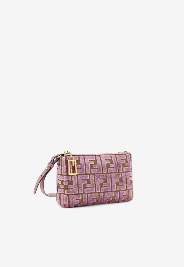 Fendi FF Baguette Denim Crossbody Bag Pink 8BS073AT14_F1QHD