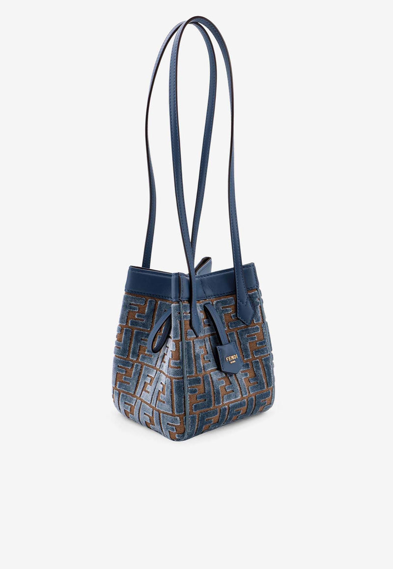 Fendi Mini Origami FF Jacquard Bucket Bag Blue 8BS083AT14_F1NPU