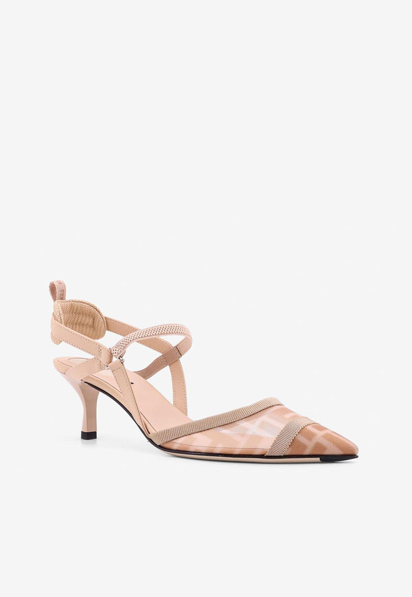 Fendi Colibrì Lite 55 Slingback Mesh Pumps Pink 8J8589AQ6U_F1R8N