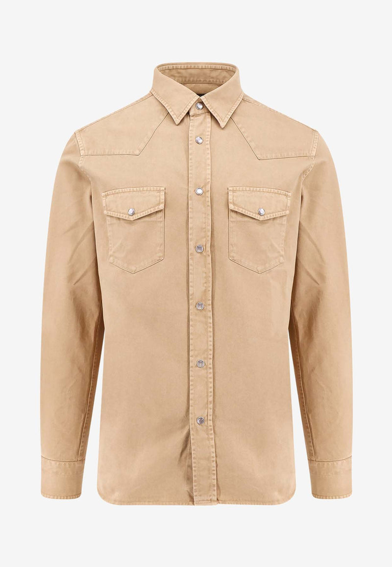 Tom Ford Essential Long-Sleeved Shirt Beige HDS001FMC133F24_JB011