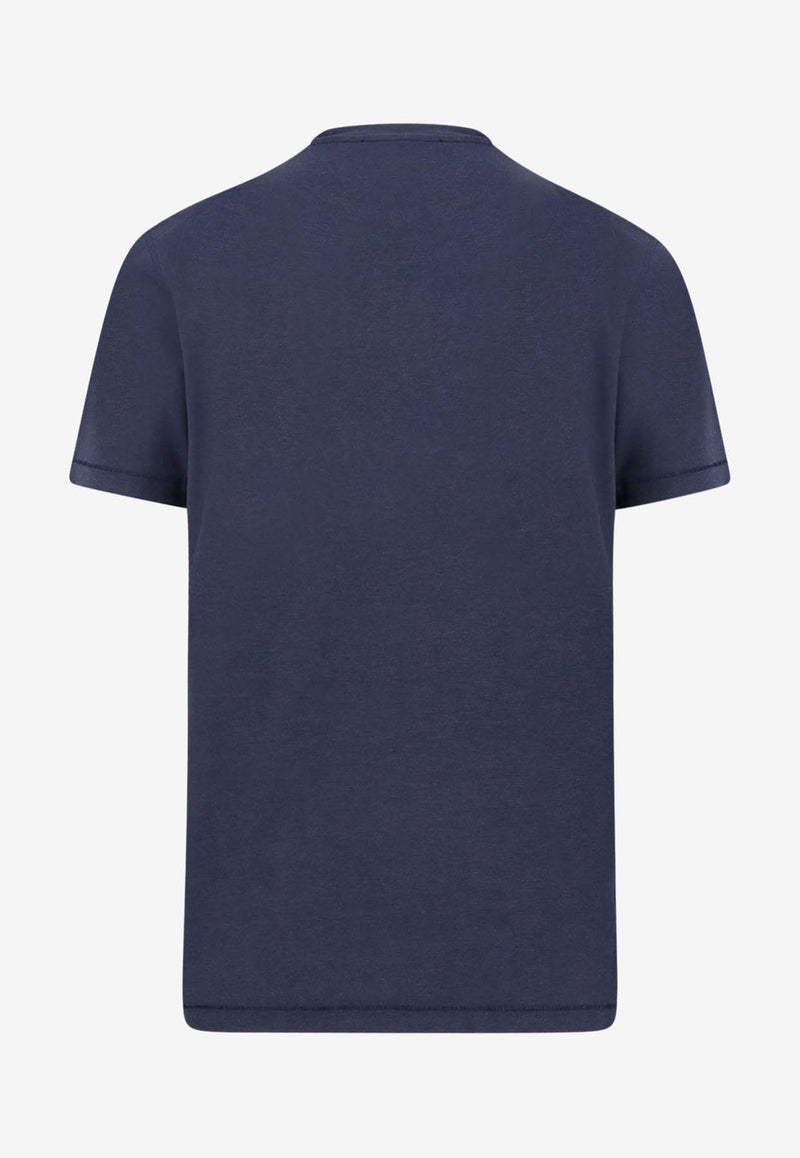 Tom Ford Embroidered Logo Classic T-shirt Blue JCS004JMT002S23_HB785