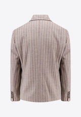 Brunello Cucinelli Double-Breasted Pinstripe Blazer Beige MD5777060_C001