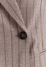 Brunello Cucinelli Double-Breasted Pinstripe Blazer Beige MD5777060_C001