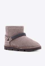 Brunello Cucinelli Suede Ankle Snow Boots Gray MZSFG2834_C8212