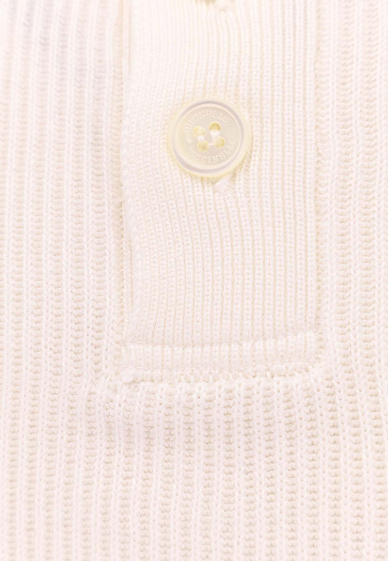 Brunello Cucinelli Ribbed Polo Sweater White M29400105_CO312