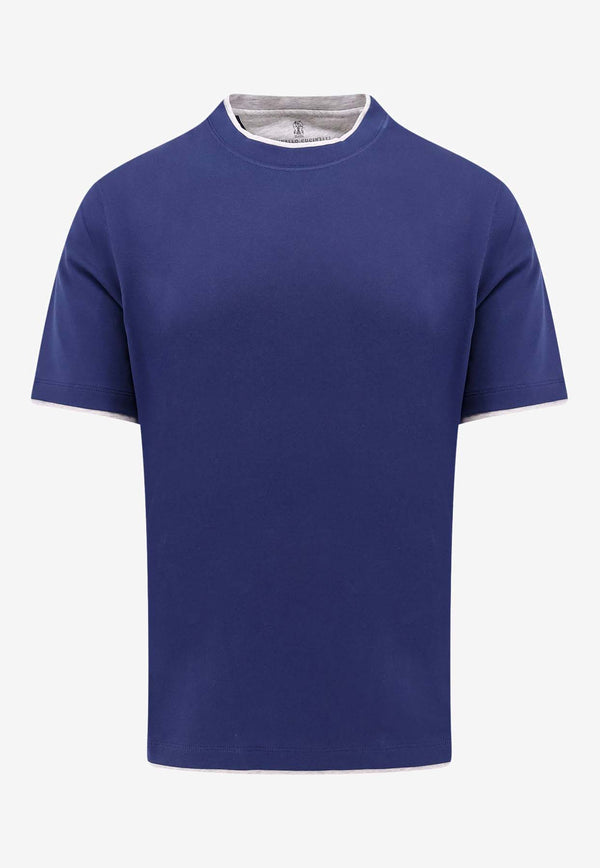 Brunello Cucinelli Short-Sleeved Layered T-shirt Purple M0B137427_CMD03