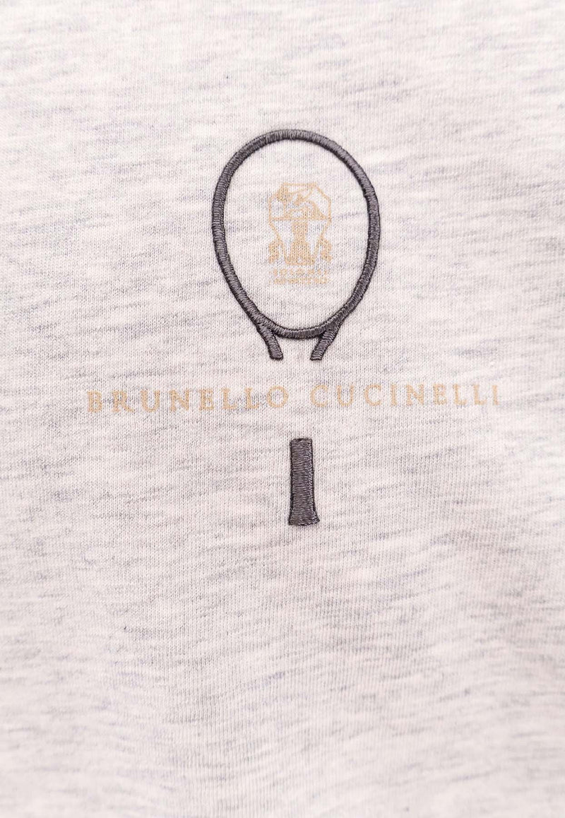 Brunello Cucinelli Logo Print Crewneck T-shirt Gray M0B131384T_CEZ64