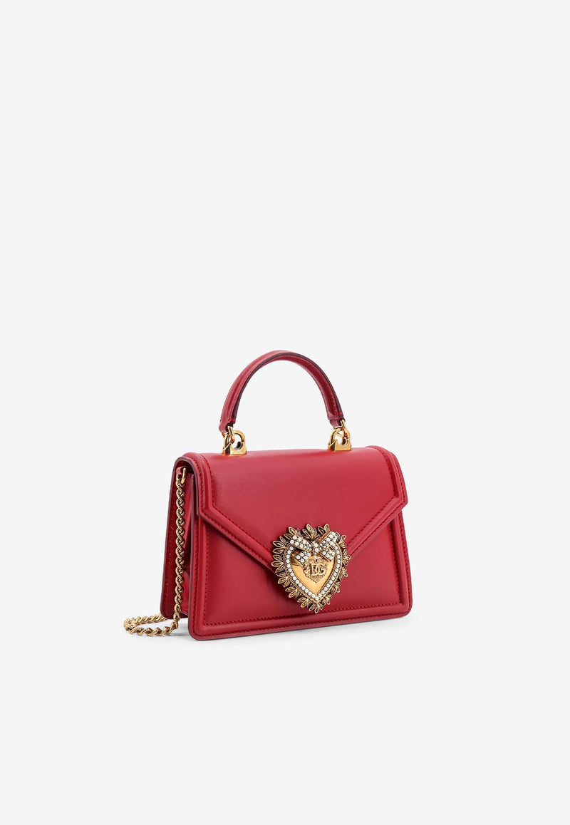 Dolce & Gabbana Small Devotion Calf Leather Top Handle Bag Red BB6711AV893_87124