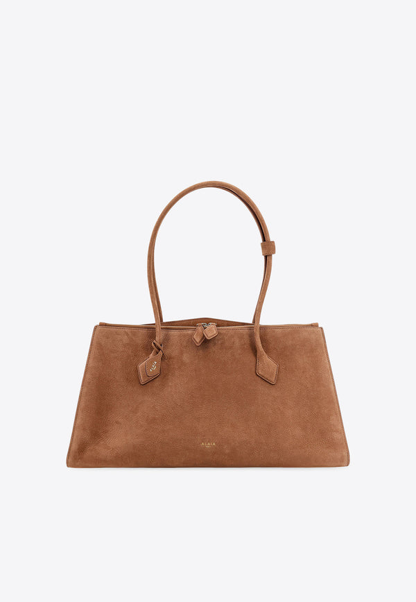 Alaïa Le Teckle Suede Tote Bag Brown AA1S06043CA214_731