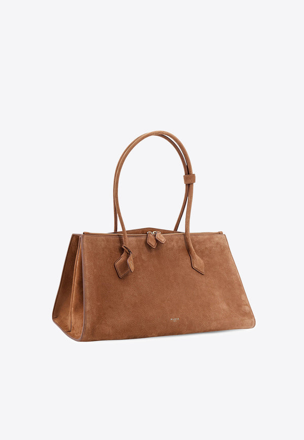 Alaïa Le Teckle Suede Tote Bag Brown AA1S06043CA214_731