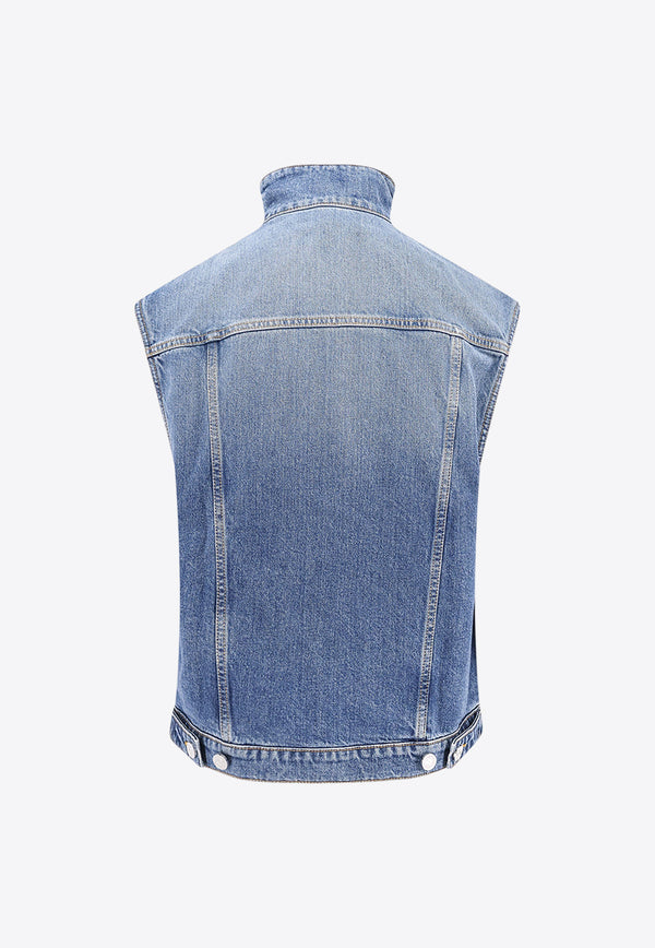 Alaïa Washed Denim Vest Blue AA9V0424T536A_525