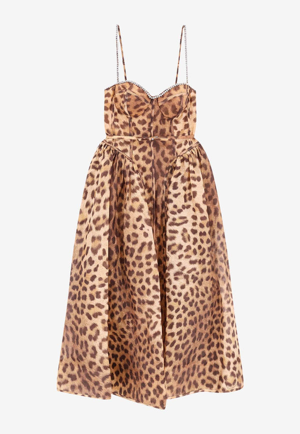 Zimmermann Cheetah-Print Linen and Silk Midi Dress Multicolor 2151DR251_LEO