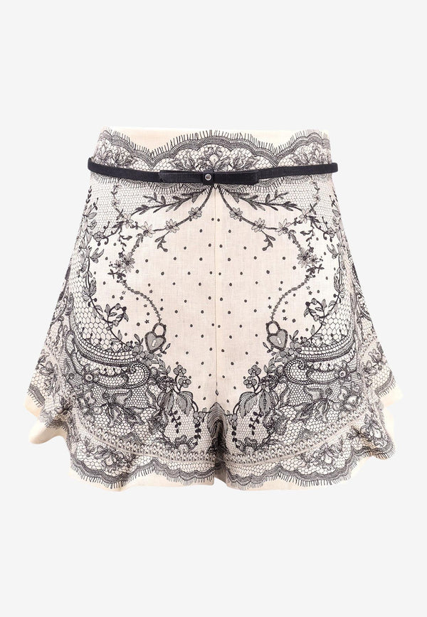 Zimmermann Crush Flat Frill Mini Shorts Ivory 2391AR251_IVOLOCK