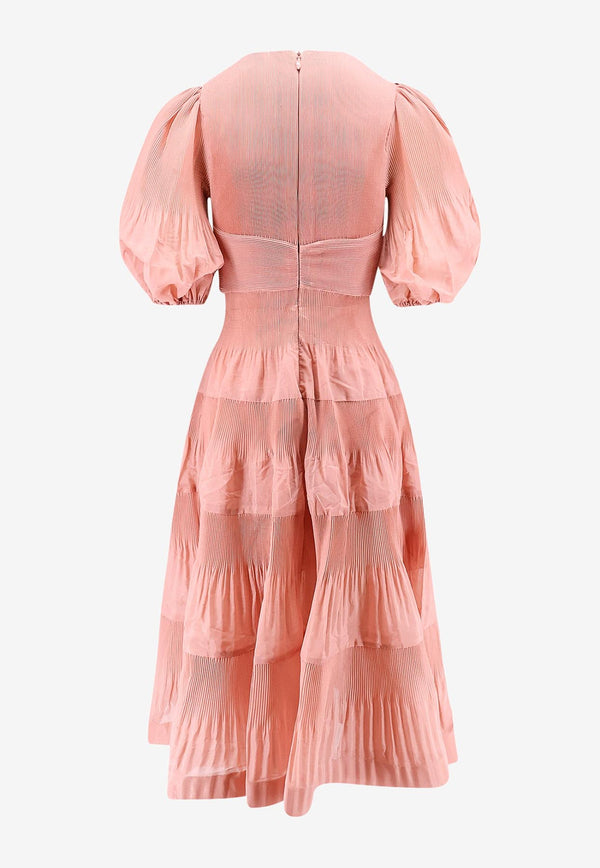 Zimmermann V-neck Pleated Midi Dress Pink 4889DR25R_LIP