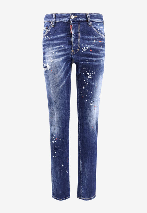 Dsquared2 Distressed Straight-Leg Jeans Blue S74LB1658S30664_470