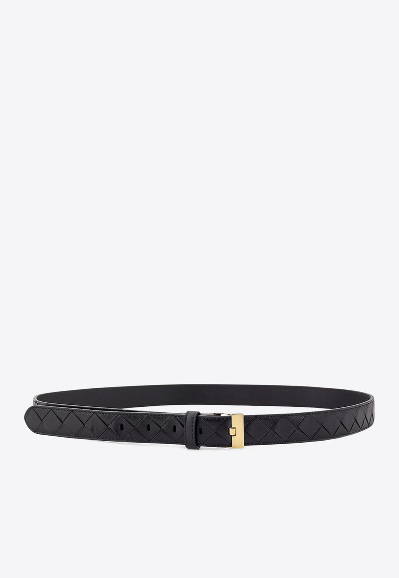 Bottega Veneta Intrecciato Leather Belt Black 799048V4R43_1019