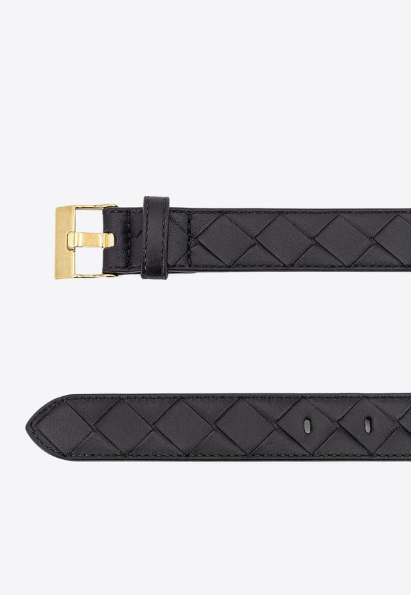 Bottega Veneta Intrecciato Leather Belt Black 799048V4R43_1019