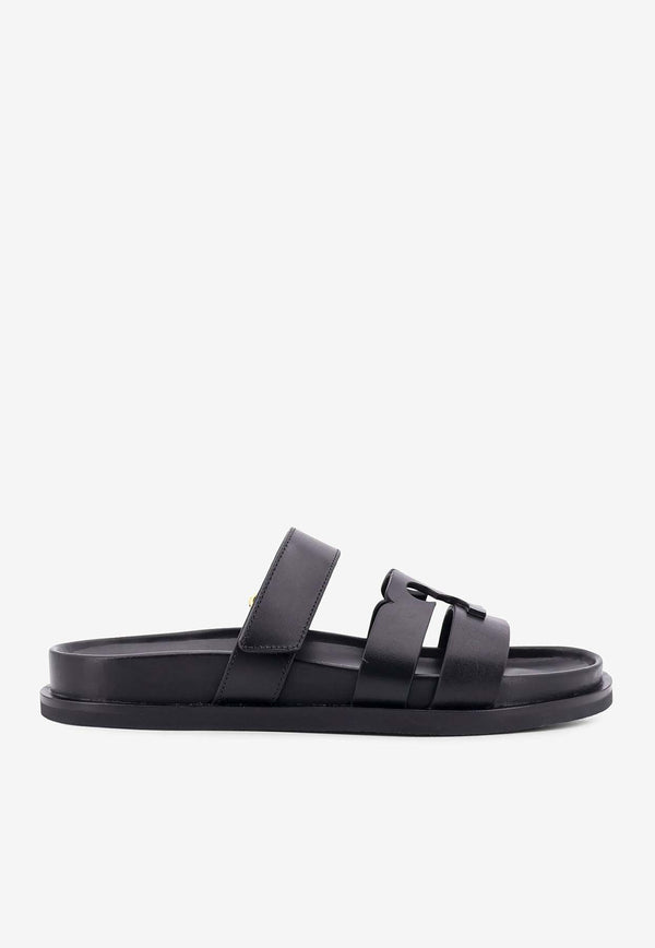 Tory Burch Ines Monogram Leather Slides Black 161636_006