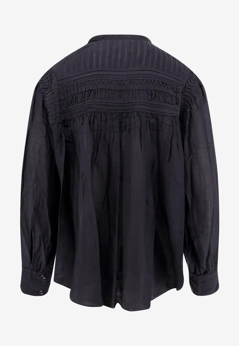 Isabel Marant Etoile Plalia Long-Sleeved Blouse Black HT0002FCB3J04E_01BK