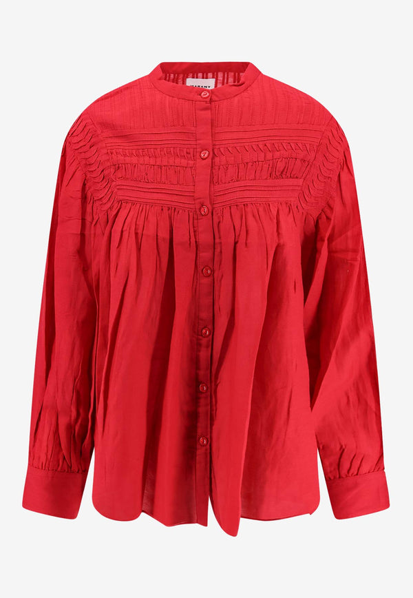 Isabel Marant Etoile Plalia Long-Sleeved Blouse Red HT0002FCB3J04E_70RD