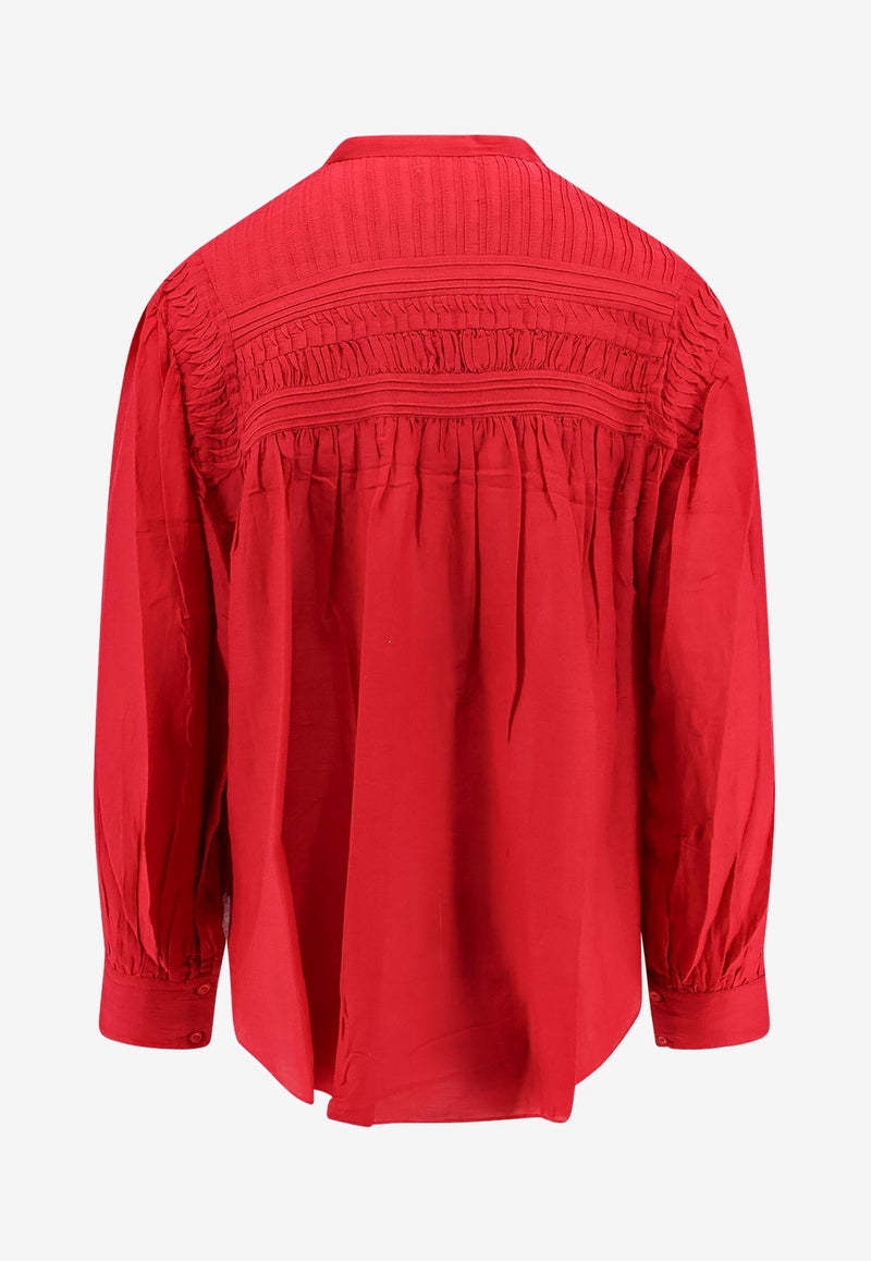 Isabel Marant Etoile Plalia Long-Sleeved Blouse Red HT0002FCB3J04E_70RD