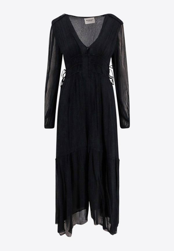 Marant Etoile Amara V-neck Maxi Dress Black RO0668FAC1J07E_01BK