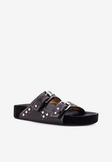 Isabel Marant Lennyo Studded Leather Slides Black SD0118FAC1B04S_01BK