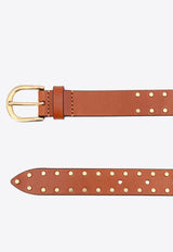 Isabel Marant Zap Studded Leather Belt Brown CE015CFAB1B21A_23NL