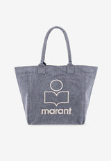 Isabel Marant Yenky Washed Canvas Logo Tote Bag Gray PM0001FAA1X19M_02FK