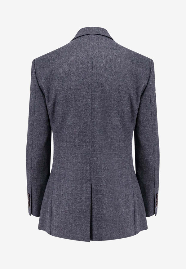 Brunello Cucinelli Flower Crest Wool Blazer Gray MB1167218_C001