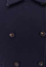 Brunello Cucinelli Double-Breasted Wool and Cashmere Coat Blue MD5327871_C025