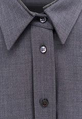 Brunello Cucinelli Embellished Monili Long-Sleeved Wool Shirt Gray M0W07MK916_C4078