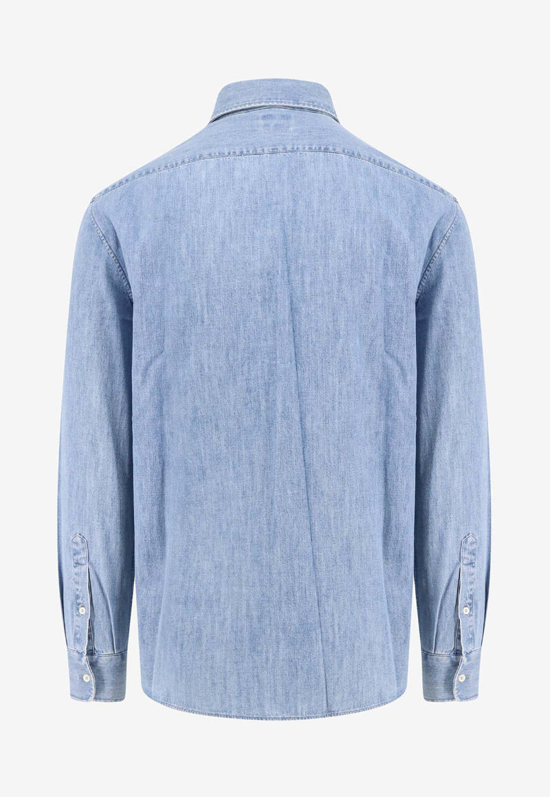 Brunello Cucinelli Essential Long-Sleeved Denim Shirt Blue MH1920627_C8331