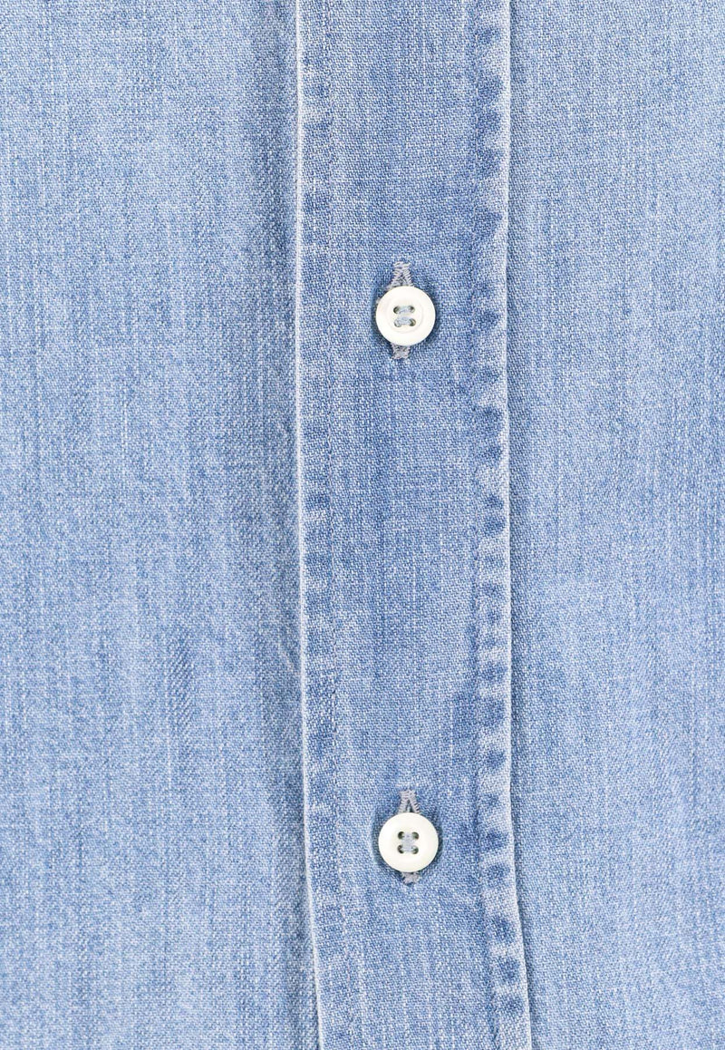 Brunello Cucinelli Essential Long-Sleeved Denim Shirt Blue MH1920627_C8331