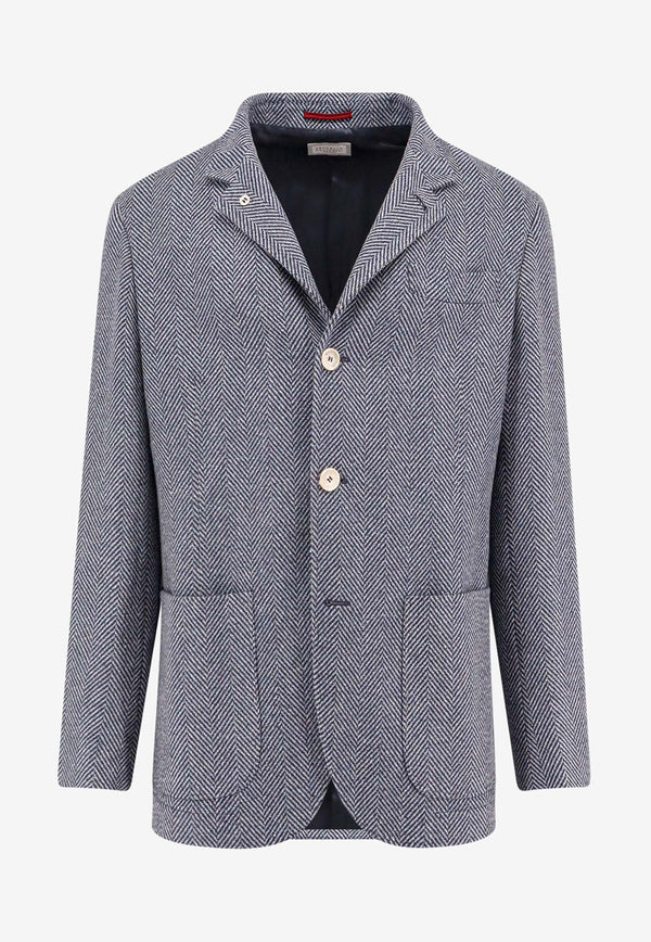 Brunello Cucinelli Herringbone Wool Blazer Blue MY4436265_C131