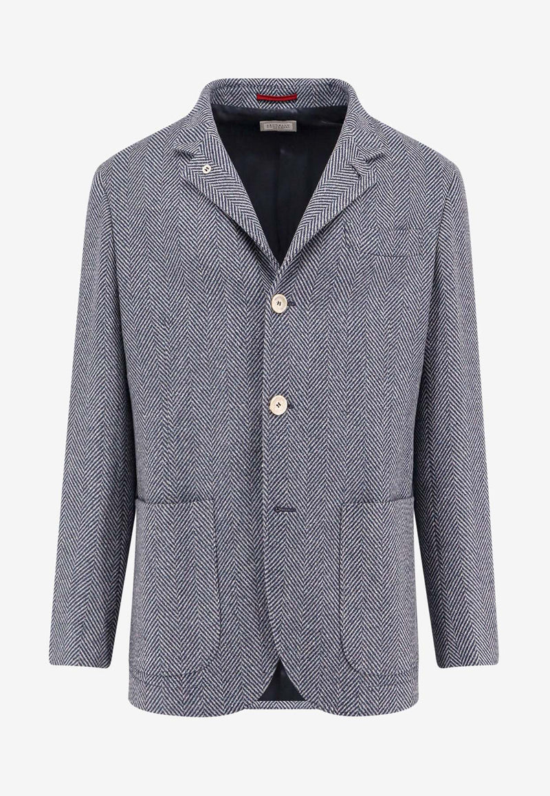 Brunello Cucinelli Herringbone Wool Blazer Blue MY4436265_C131