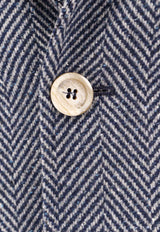 Brunello Cucinelli Herringbone Wool Blazer Blue MY4436265_C131