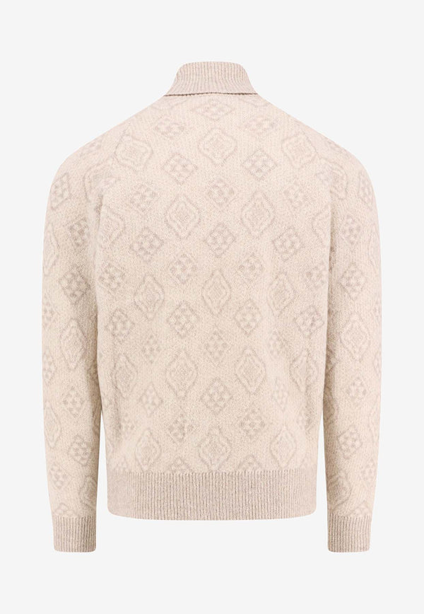 Brunello Cucinelli Geometric Jacquard Sweater Beige MSO708503_CDG31